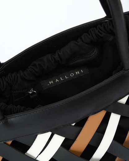 _MALLONI Borsa intrecciata NERO