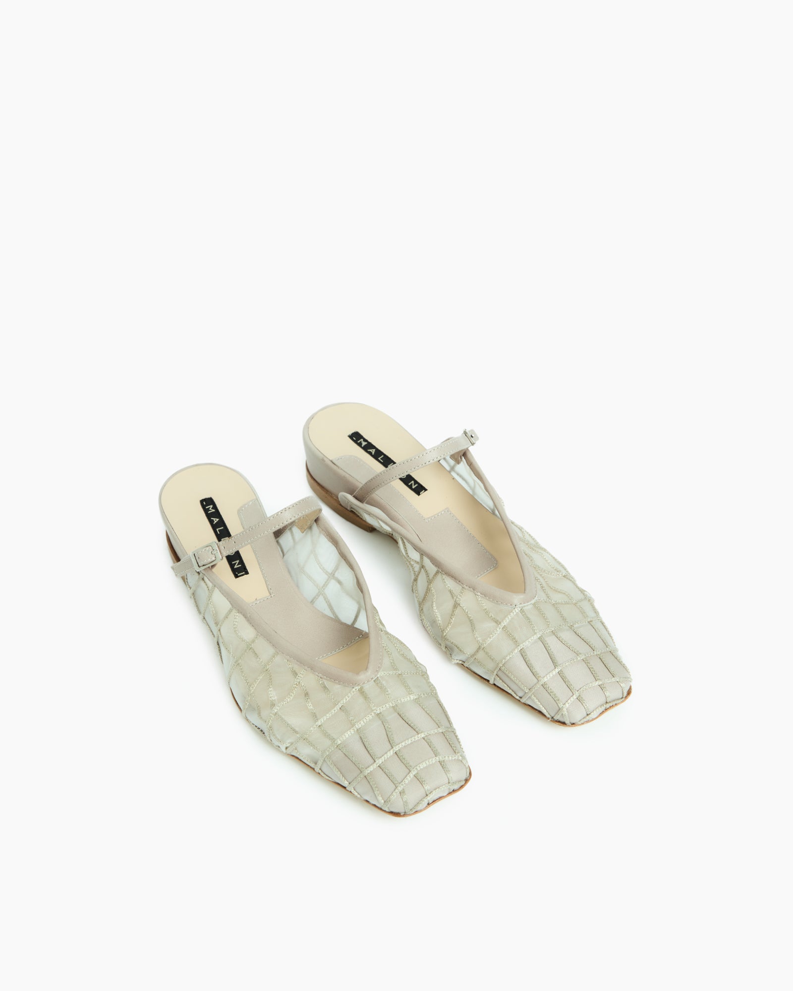 _MALLONI Sabot slingback in rete ricamata BEIGE