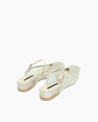 _MALLONI Sabot slingback in rete ricamata BEIGE
