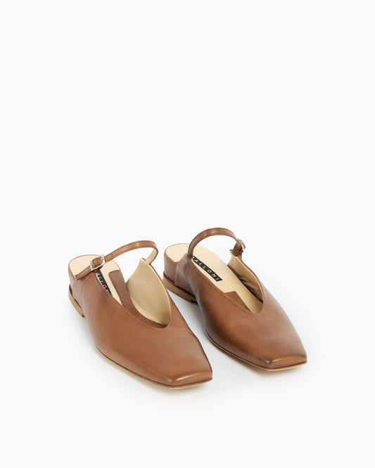 _MALLONI Sabot in pelle MARRONE