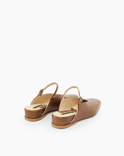 _MALLONI Sabot in pelle MARRONE