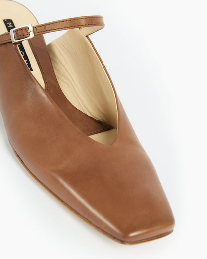 _MALLONI Sabot in pelle MARRONE
