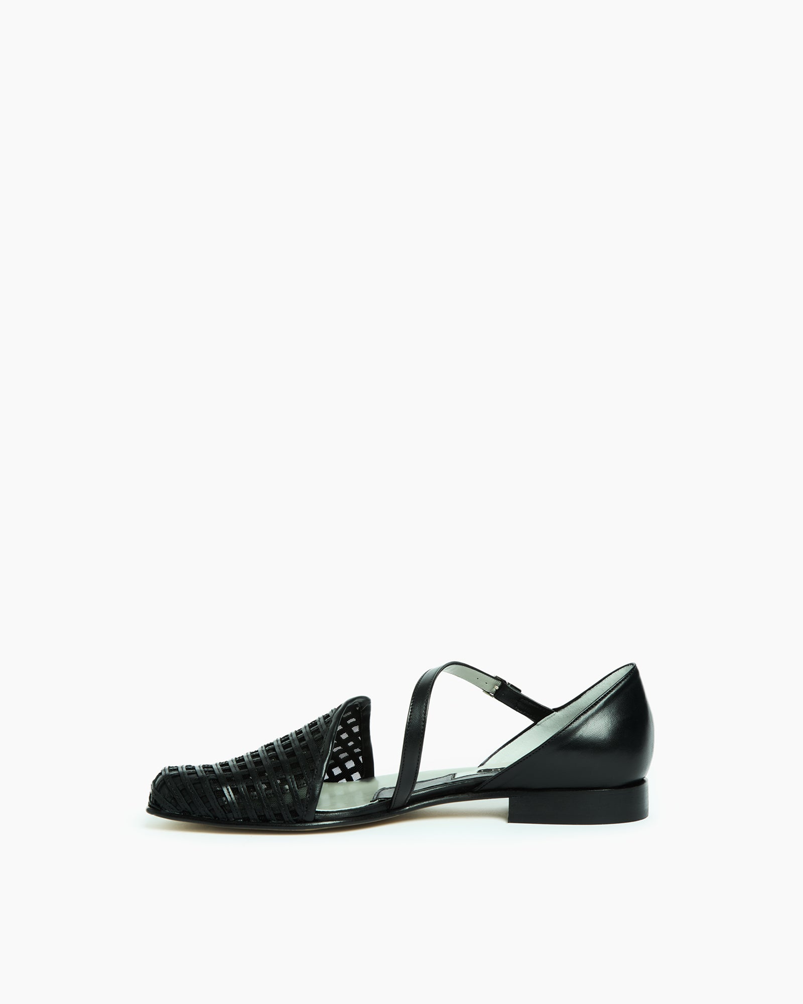 _MALLONI Ballerina intrecciata con cinturino NERO
