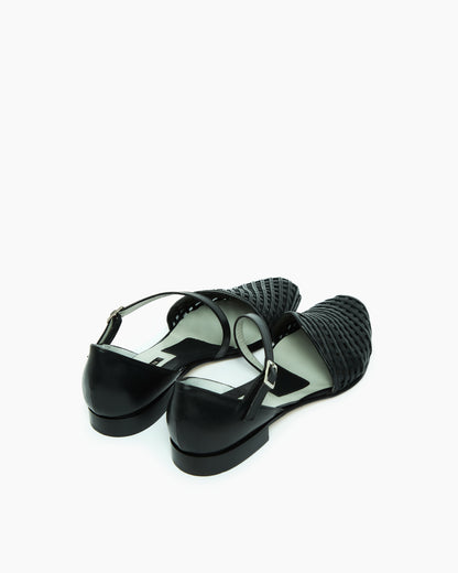 _MALLONI Ballerina intrecciata con cinturino NERO