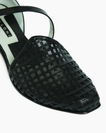 _MALLONI Ballerina intrecciata con cinturino NERO