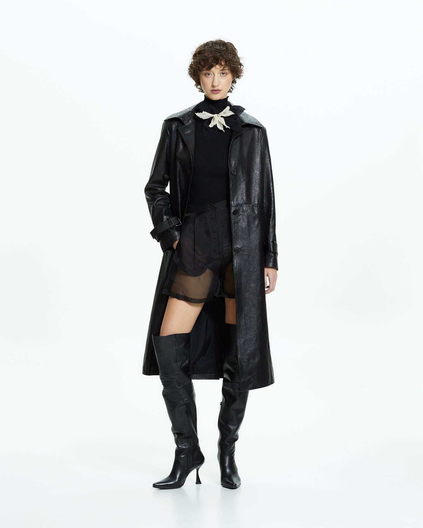 _MALLONI Cappotto in pelle NERO