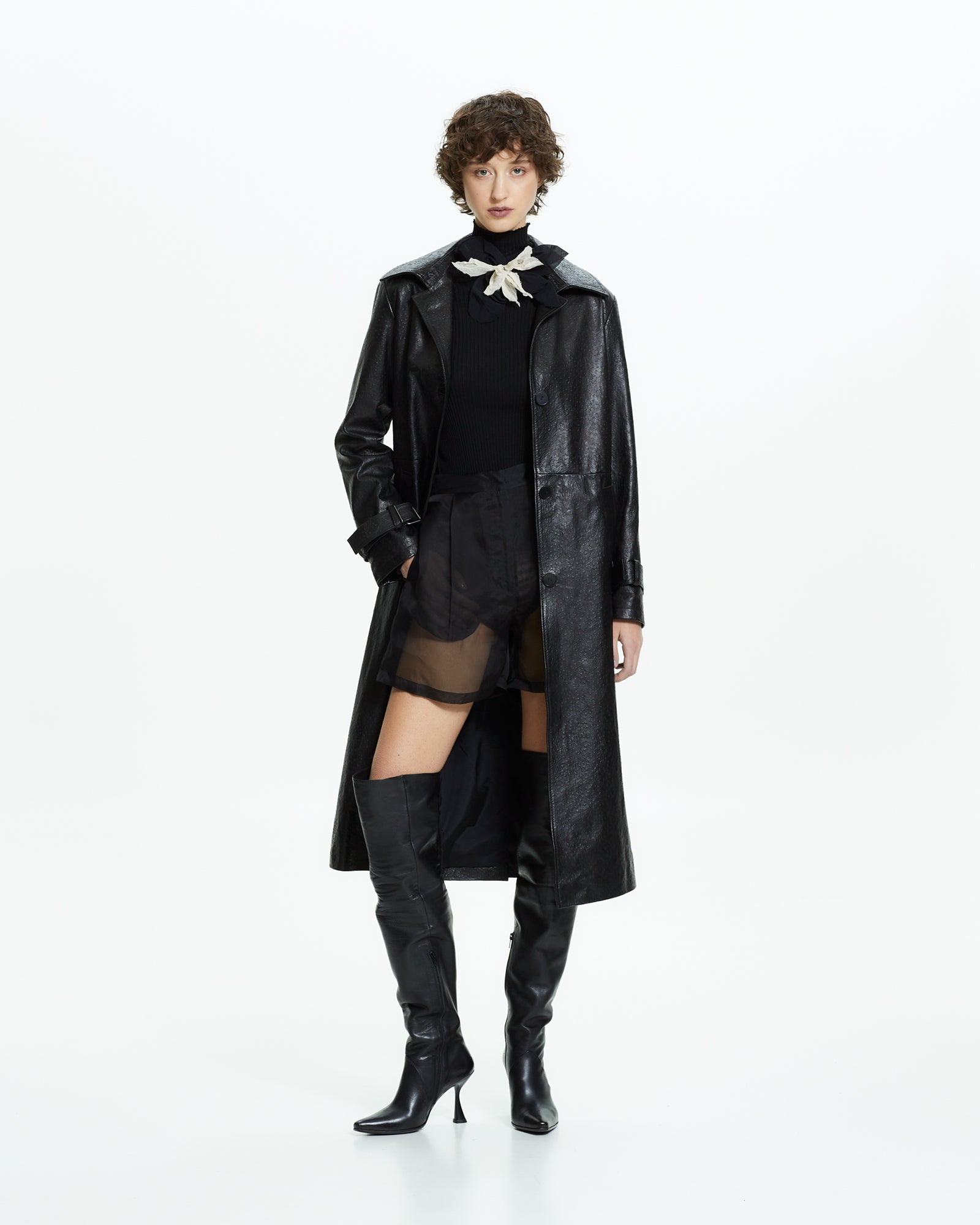 _MALLONI Cappotto in pelle NERO