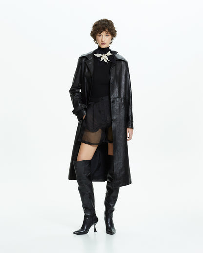 _MALLONI Cappotto in pelle NERO