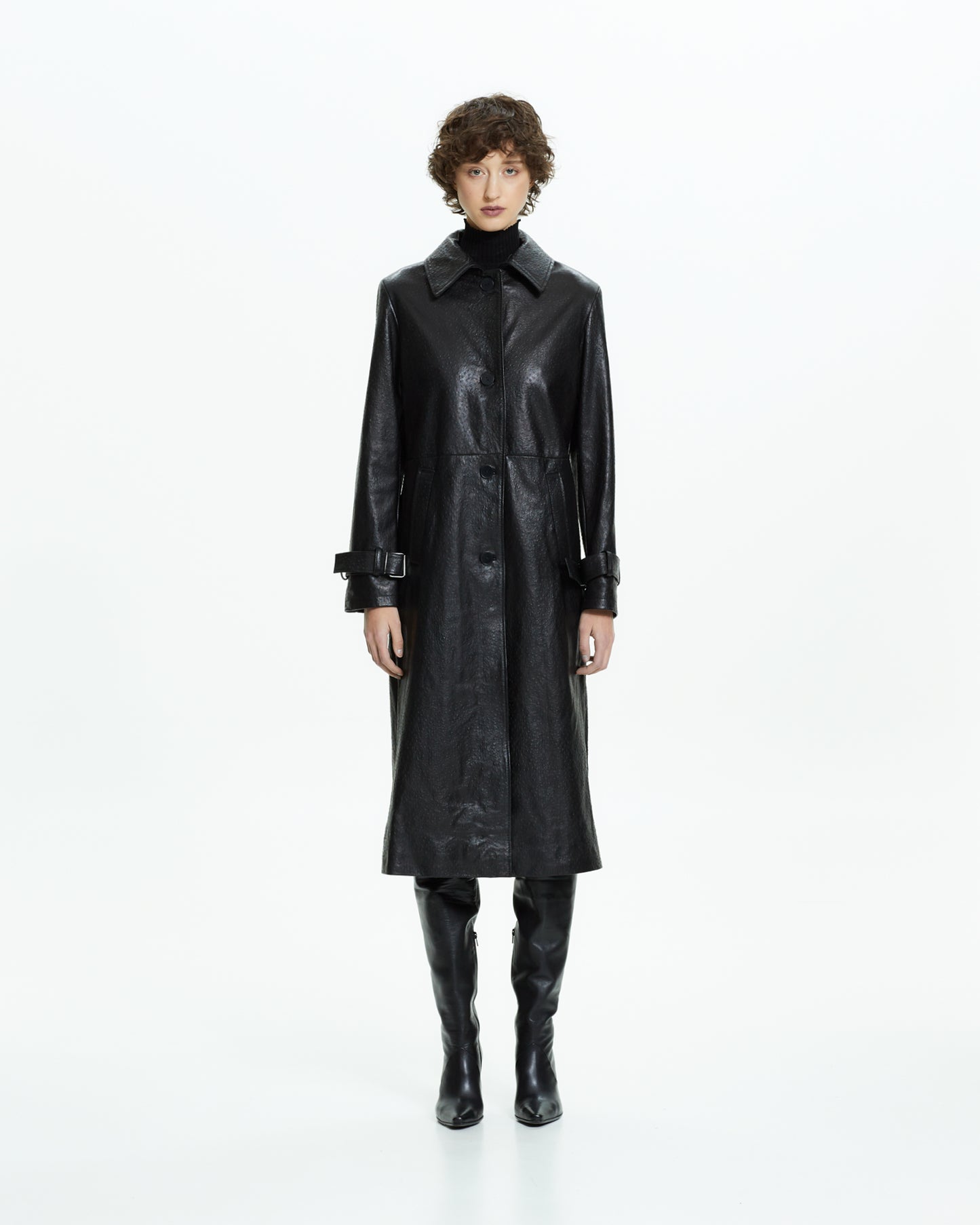 _MALLONI Cappotto in pelle NERO