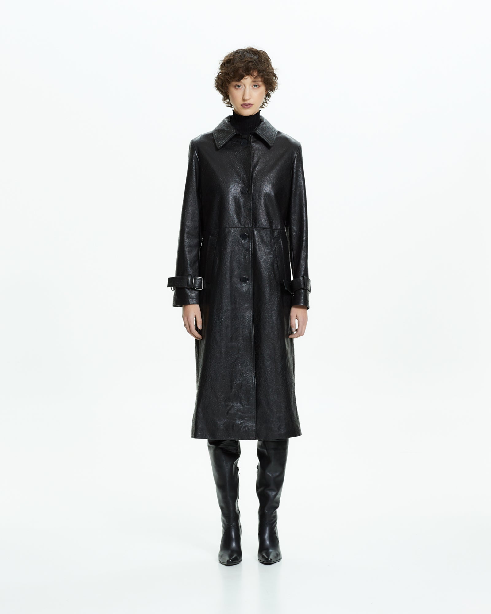 _MALLONI Cappotto in pelle NERO