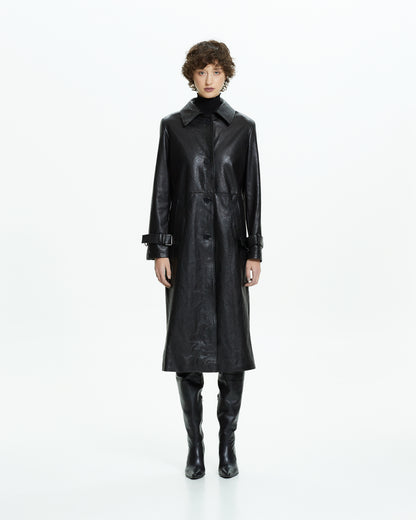 _MALLONI Cappotto in pelle NERO