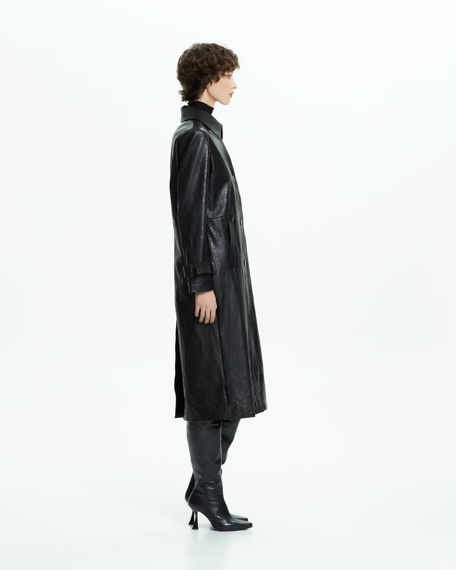 _MALLONI Cappotto in pelle NERO