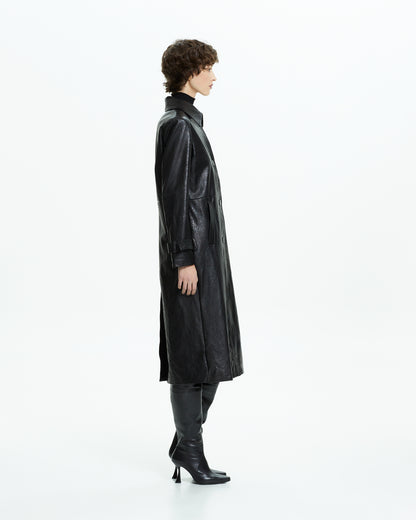 _MALLONI Cappotto in pelle NERO