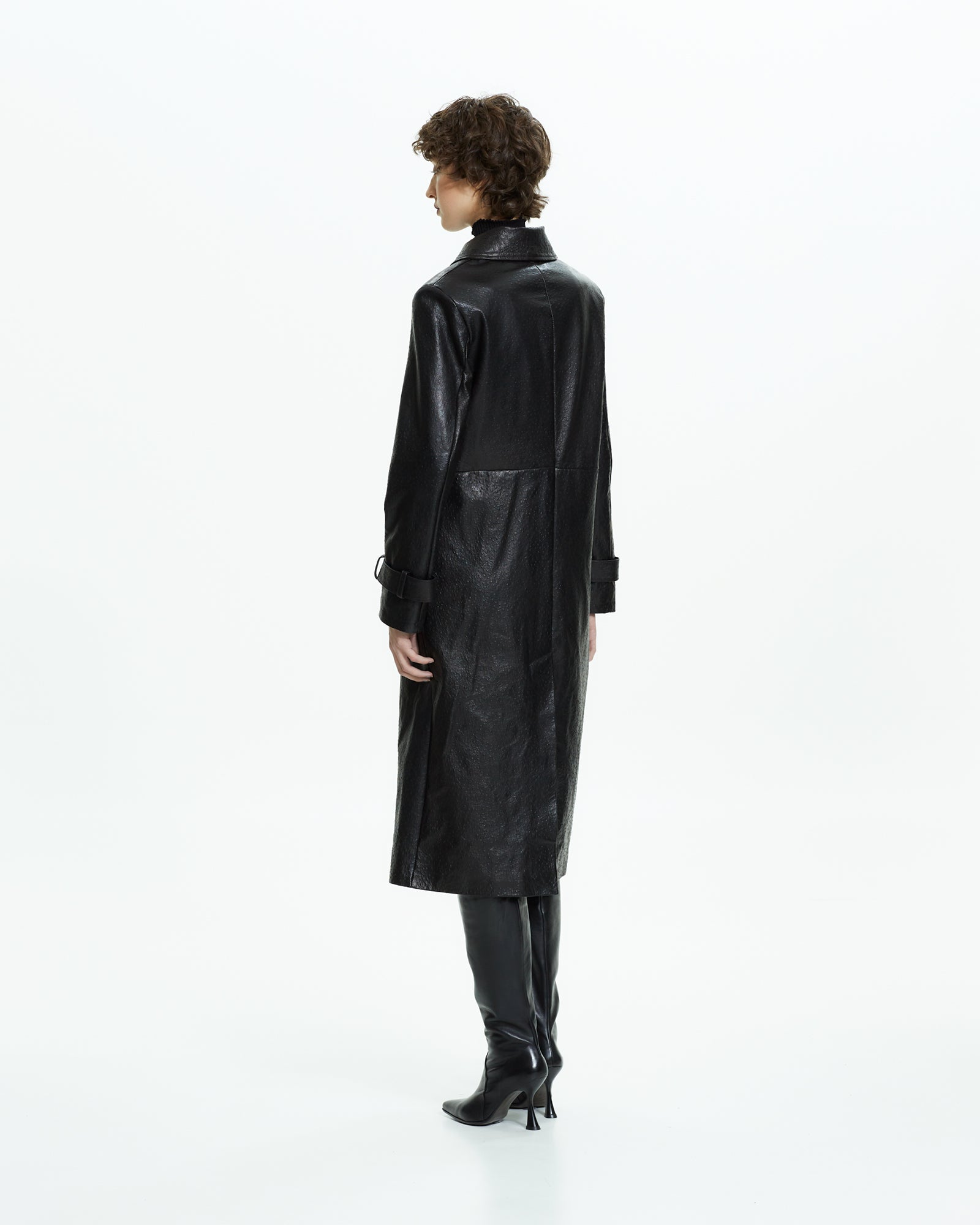 _MALLONI Cappotto in pelle NERO