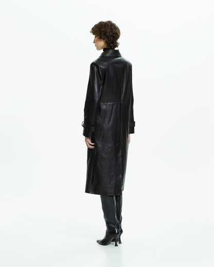 _MALLONI Cappotto in pelle NERO