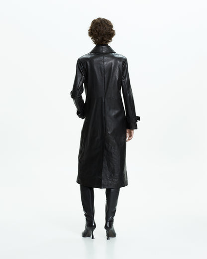 _MALLONI Cappotto in pelle NERO