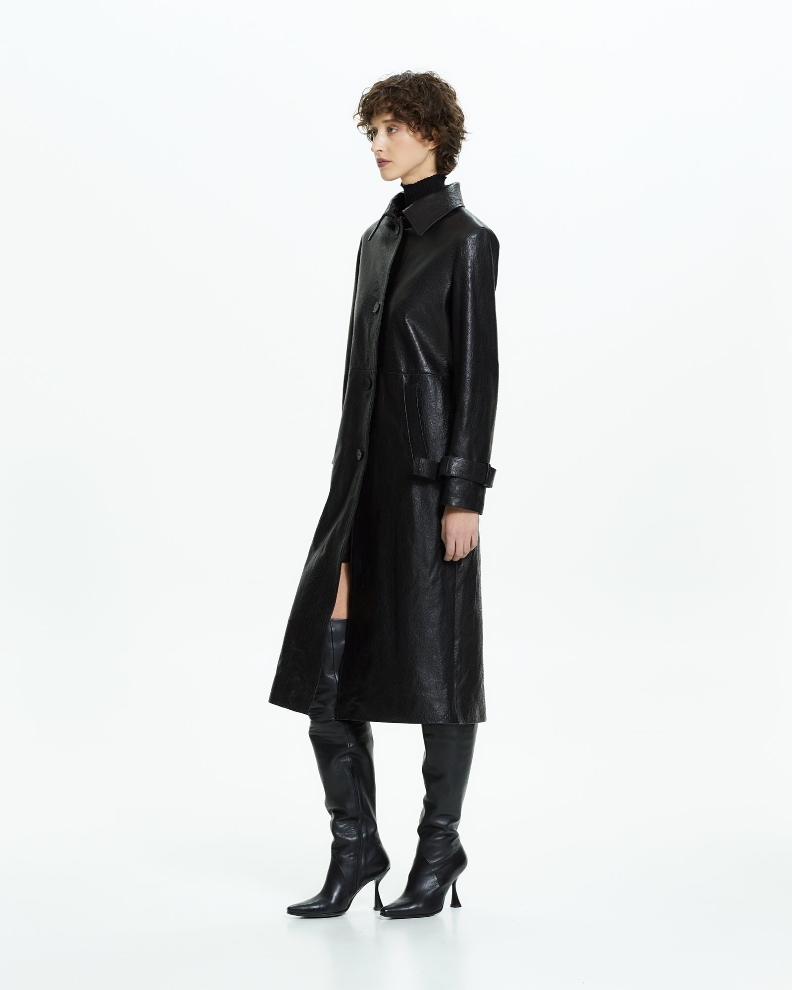 _MALLONI Cappotto in pelle NERO