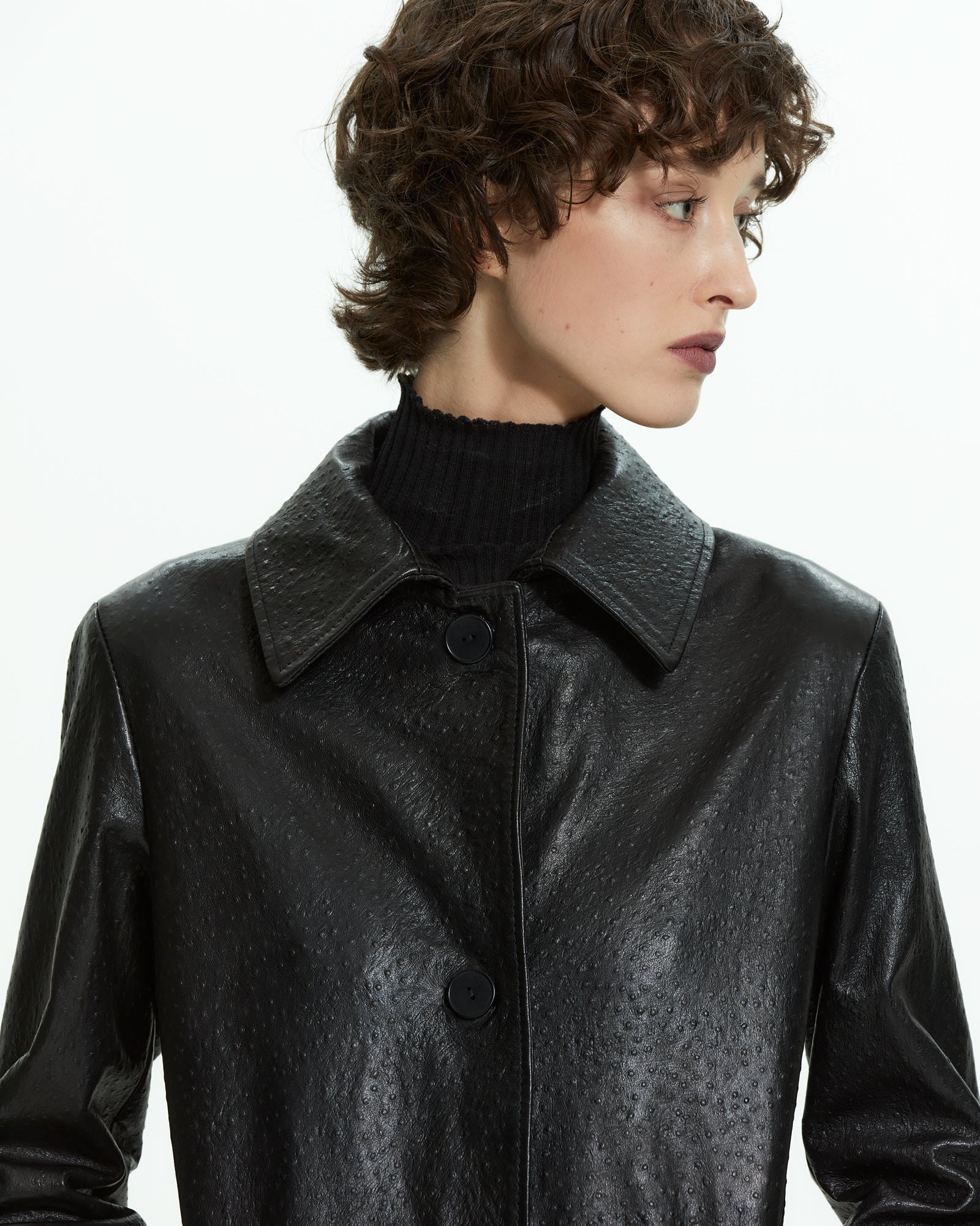 _MALLONI Cappotto in pelle NERO