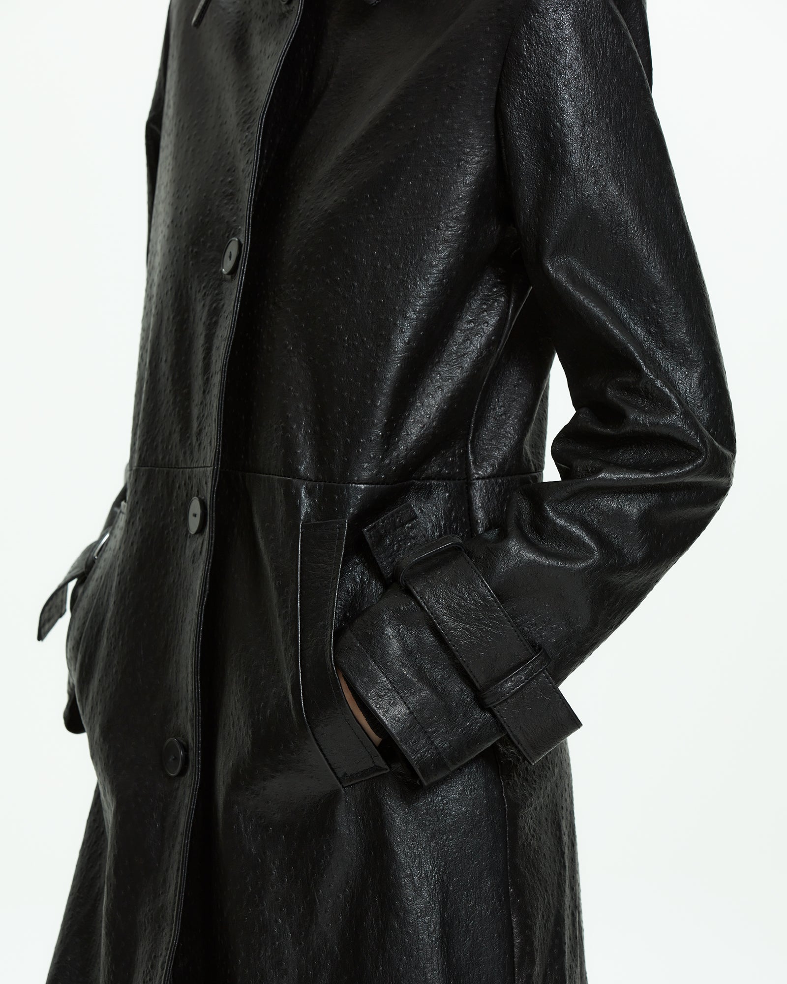 _MALLONI Cappotto in pelle NERO
