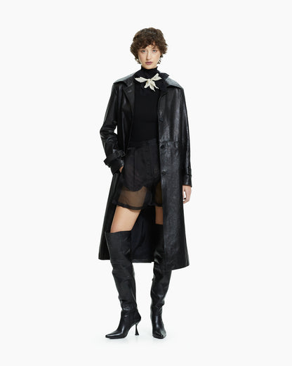 _MALLONI Cappotto in pelle NERO