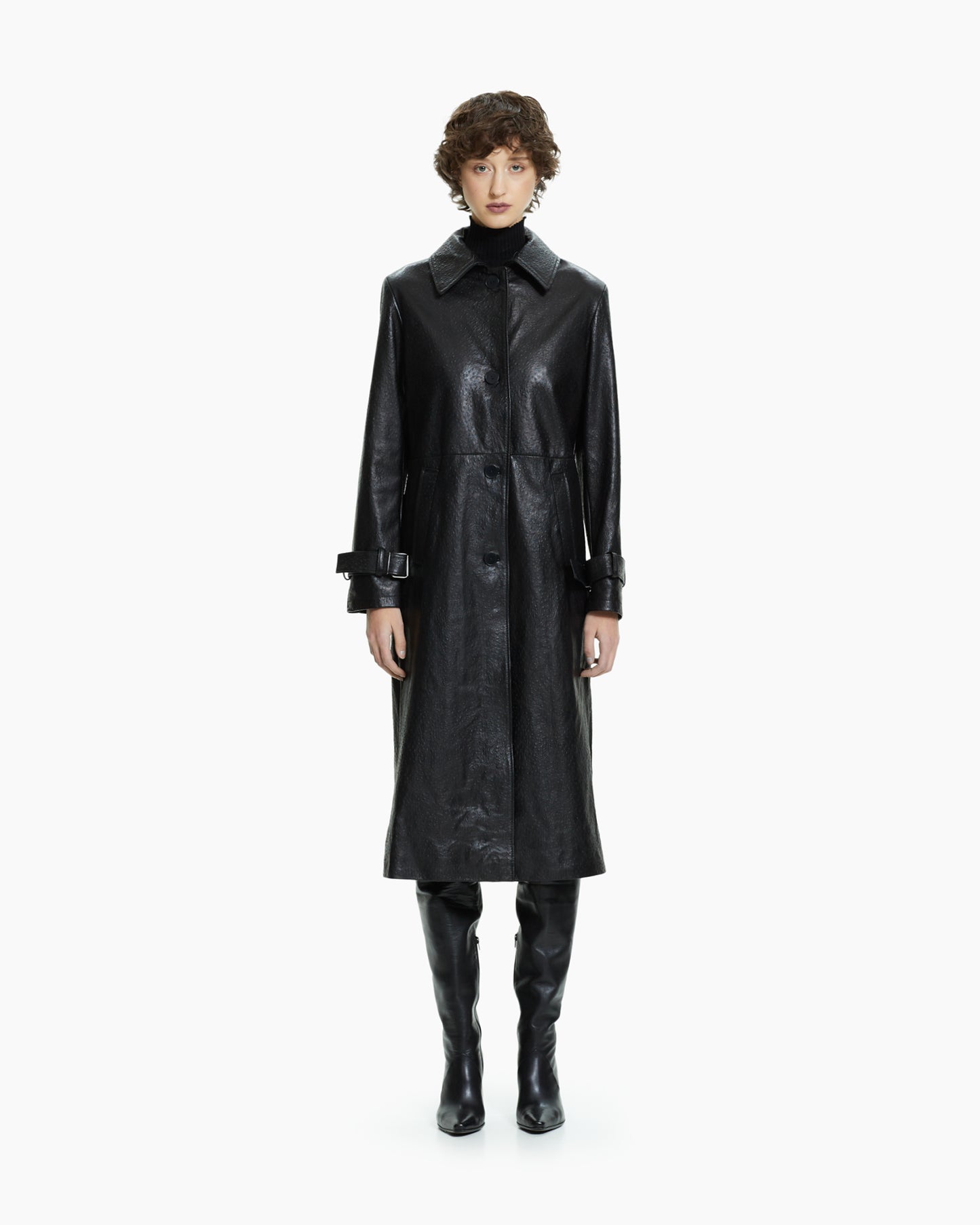 _MALLONI Cappotto in pelle NERO