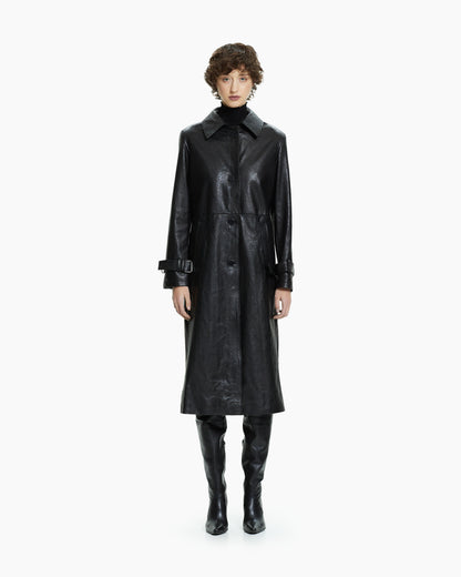 _MALLONI Cappotto in pelle NERO