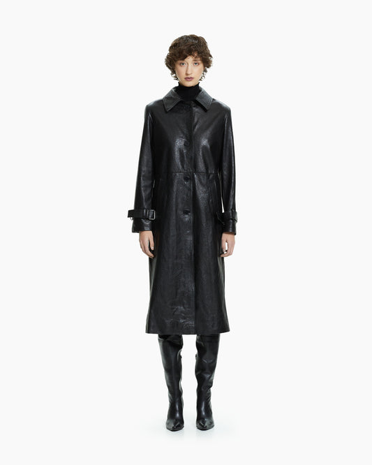 _MALLONI Cappotto in pelle NERO