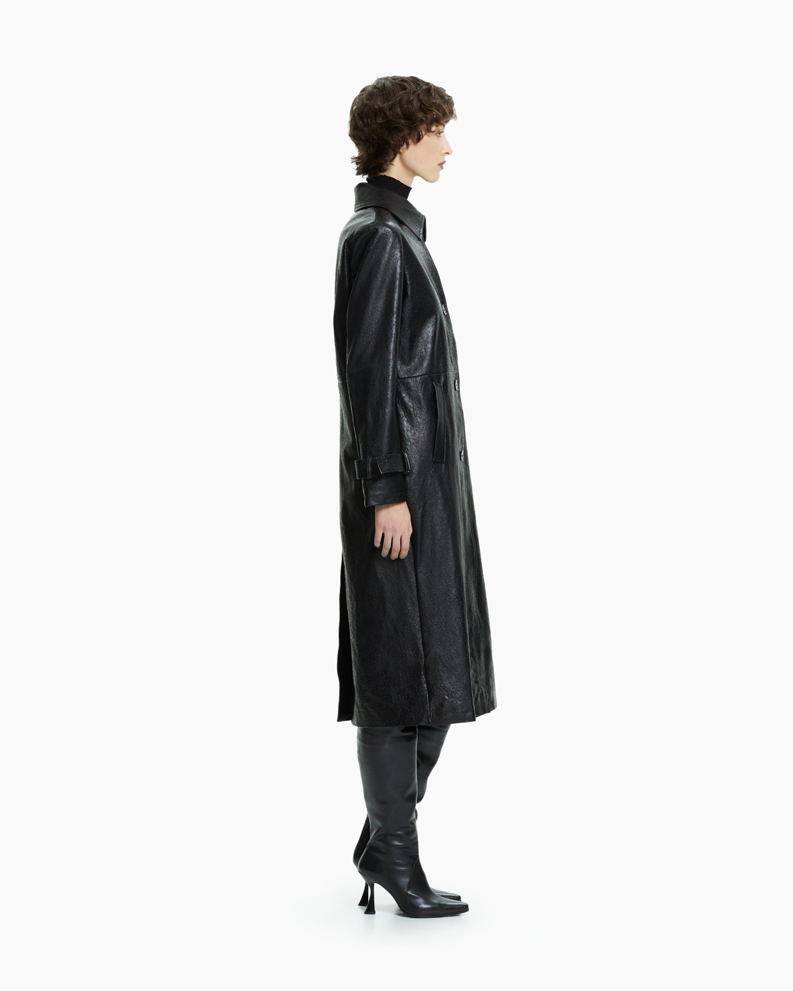 _MALLONI Cappotto in pelle NERO