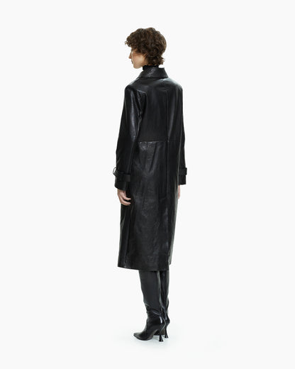 _MALLONI Cappotto in pelle NERO