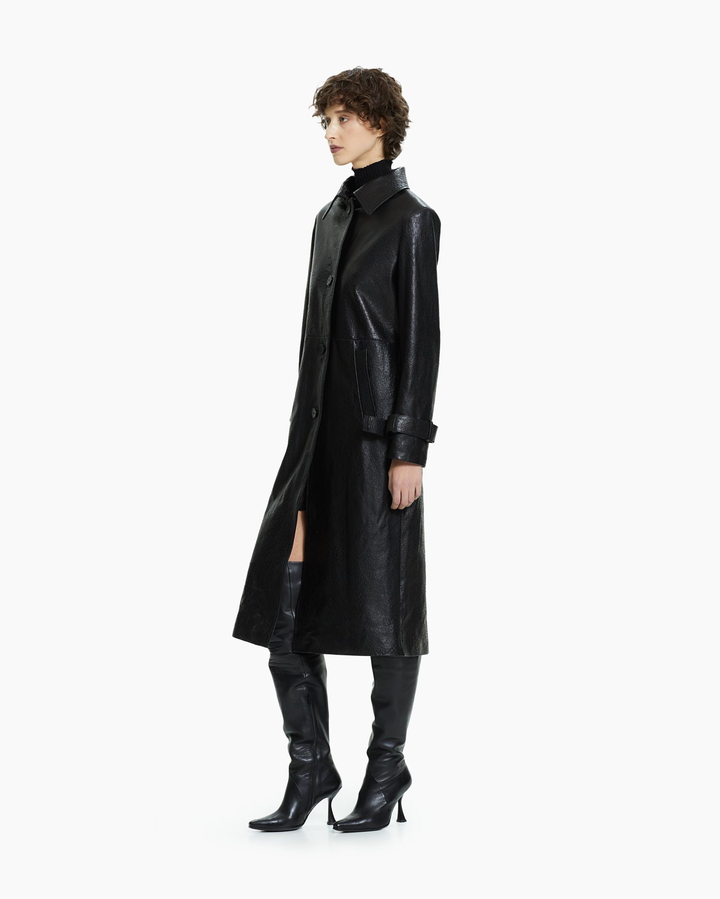 _MALLONI Cappotto in pelle NERO