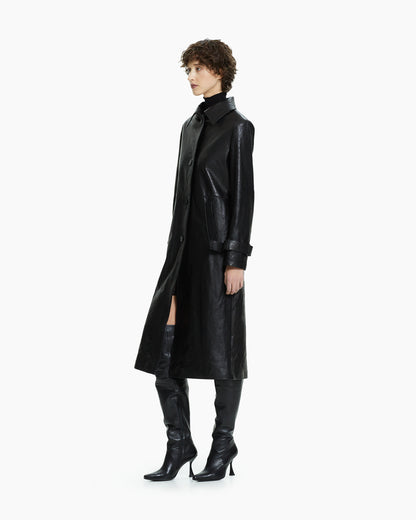 _MALLONI Cappotto in pelle NERO