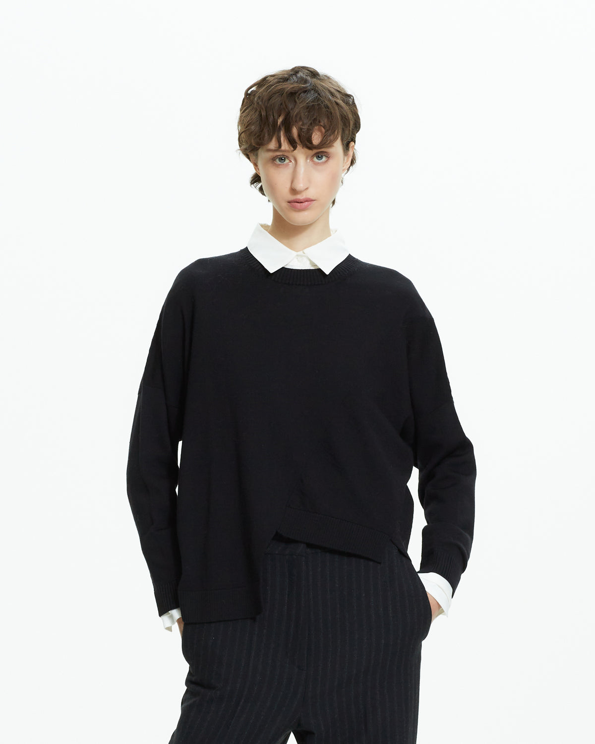 _MALLONI Maglia asimmetrica  NERO