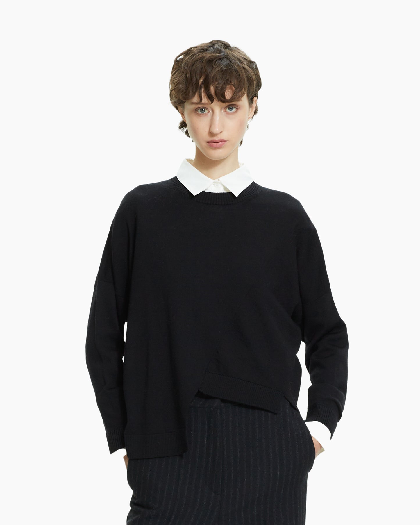 _MALLONI Maglia asimmetrica  NERO