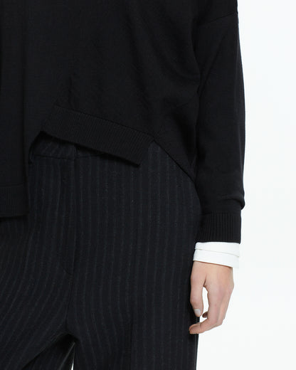 _MALLONI Maglia asimmetrica  NERO