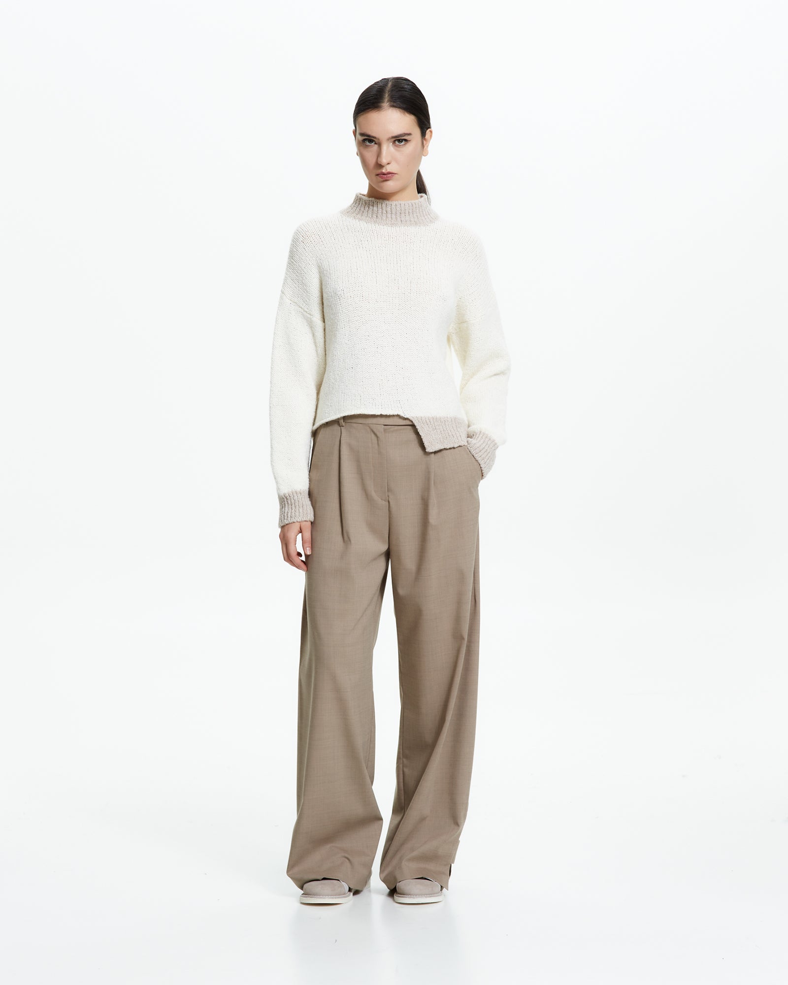 _MALLONI Maglia con fondo asimmetrico BEIGE