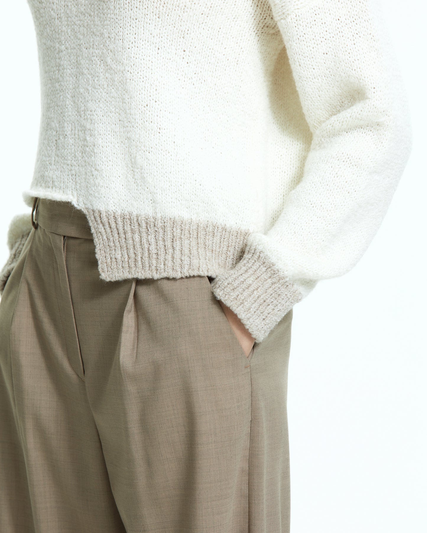 _MALLONI Maglia con fondo asimmetrico BEIGE