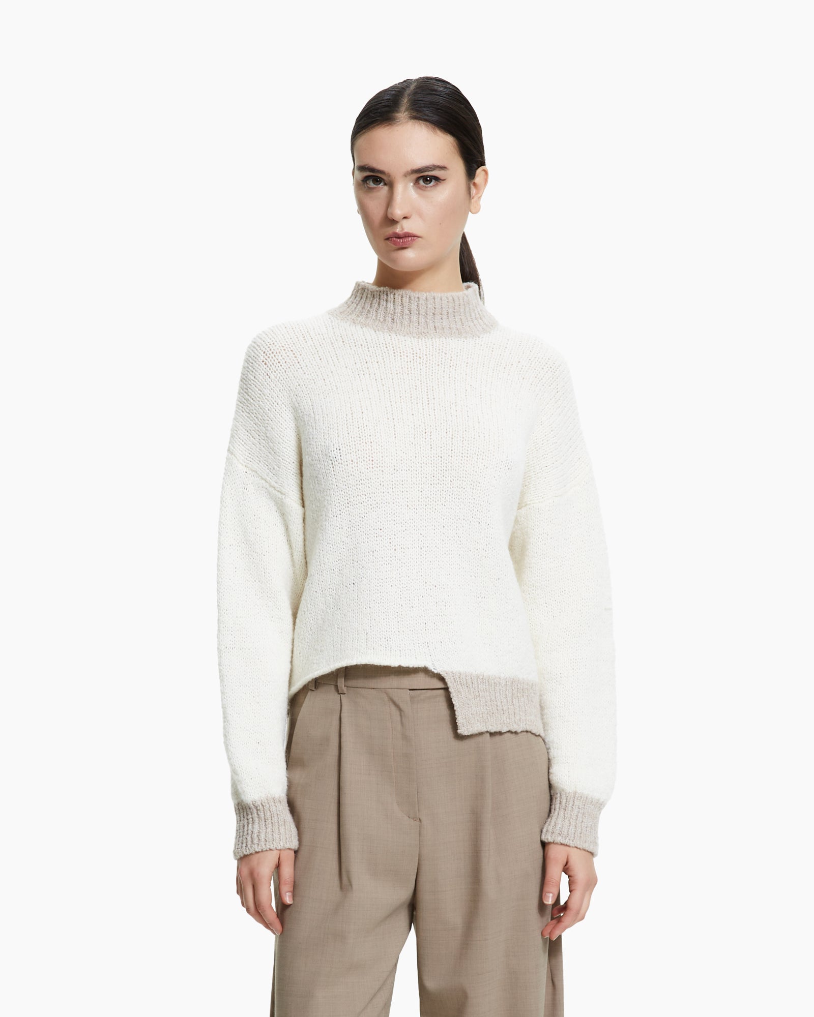 _MALLONI Maglia con fondo asimmetrico BEIGE