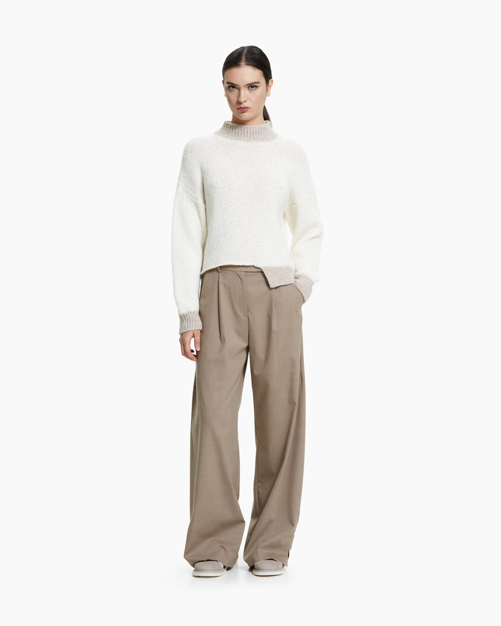 _MALLONI Maglia con fondo asimmetrico BEIGE