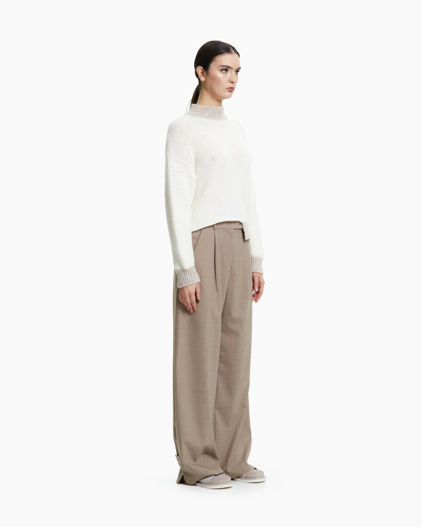 _MALLONI Maglia con fondo asimmetrico BEIGE