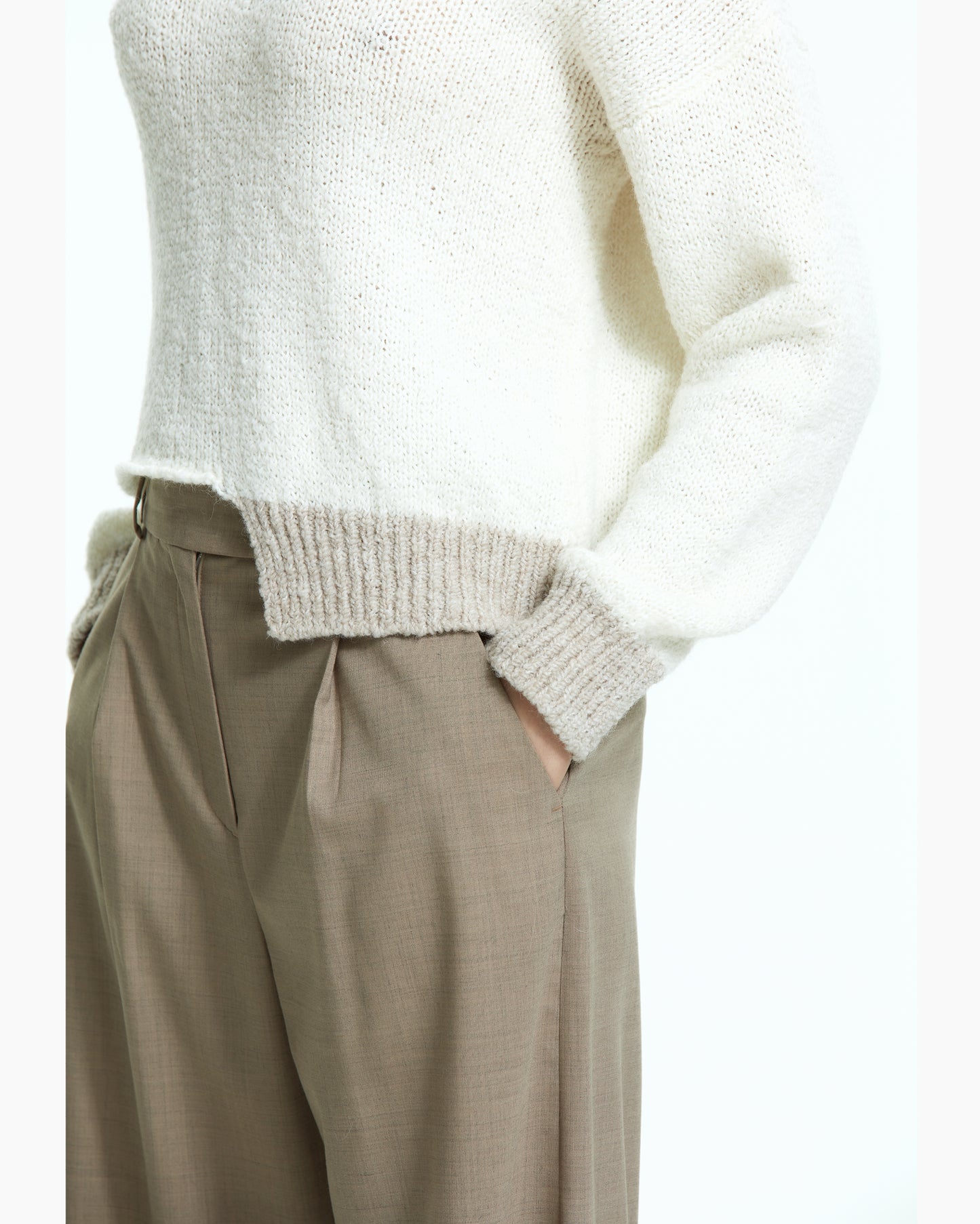 _MALLONI Maglia con fondo asimmetrico BEIGE