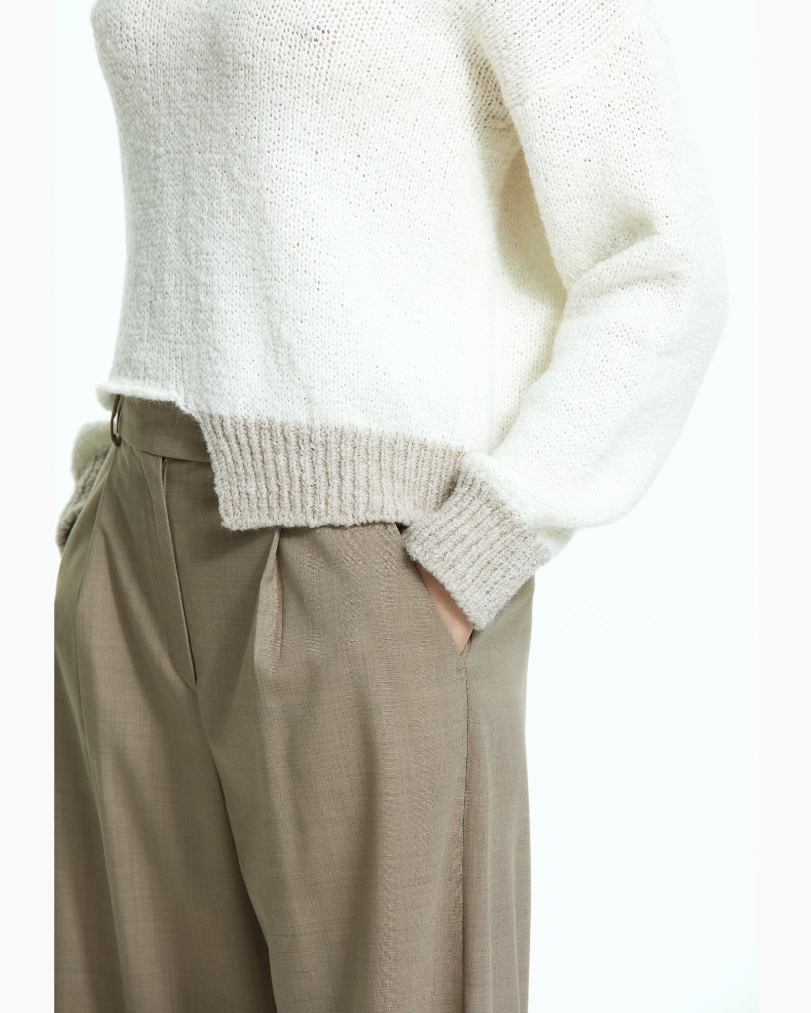 _MALLONI Maglia con fondo asimmetrico BEIGE