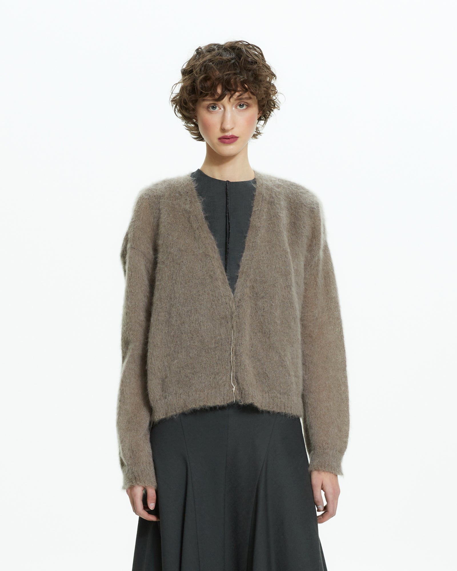 _MALLONI Cardigan in lana soffice TORTORA
