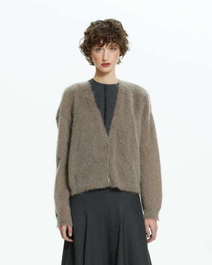 _MALLONI Cardigan in lana soffice TORTORA