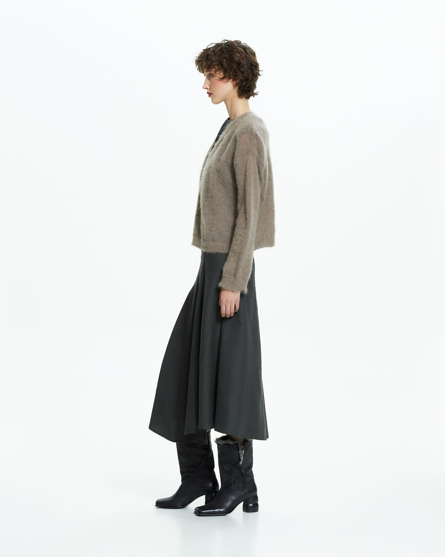 _MALLONI Cardigan in lana soffice TORTORA