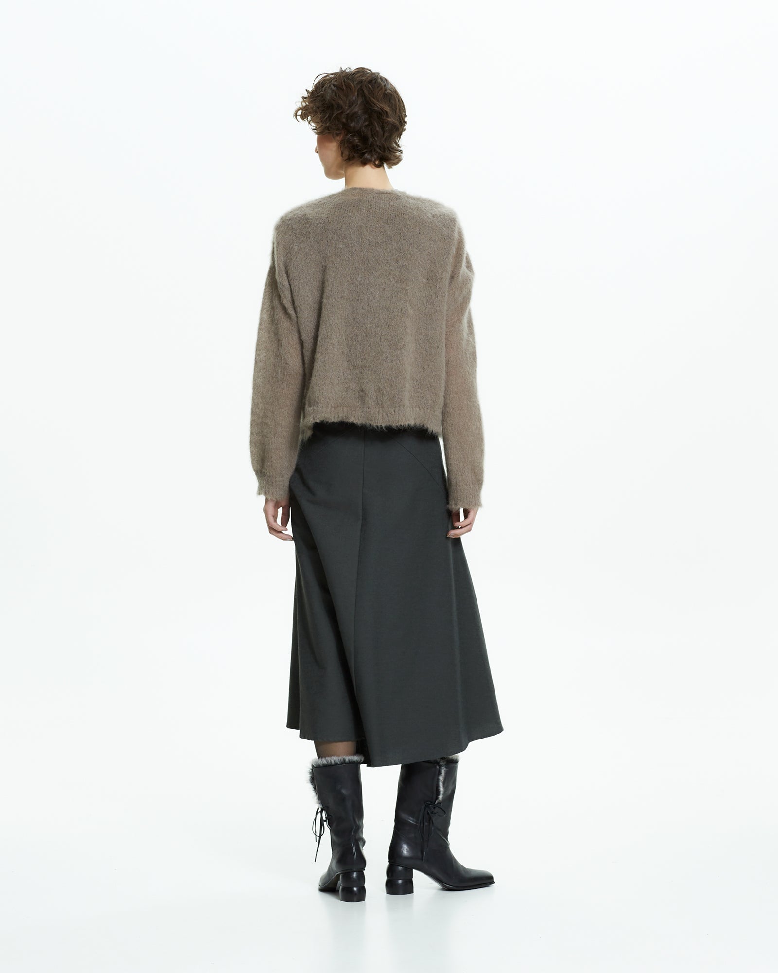 _MALLONI Cardigan in lana soffice TORTORA