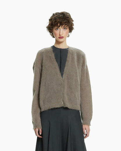 _MALLONI Cardigan in lana soffice TORTORA