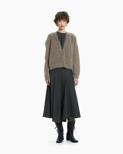 _MALLONI Cardigan in lana soffice TORTORA