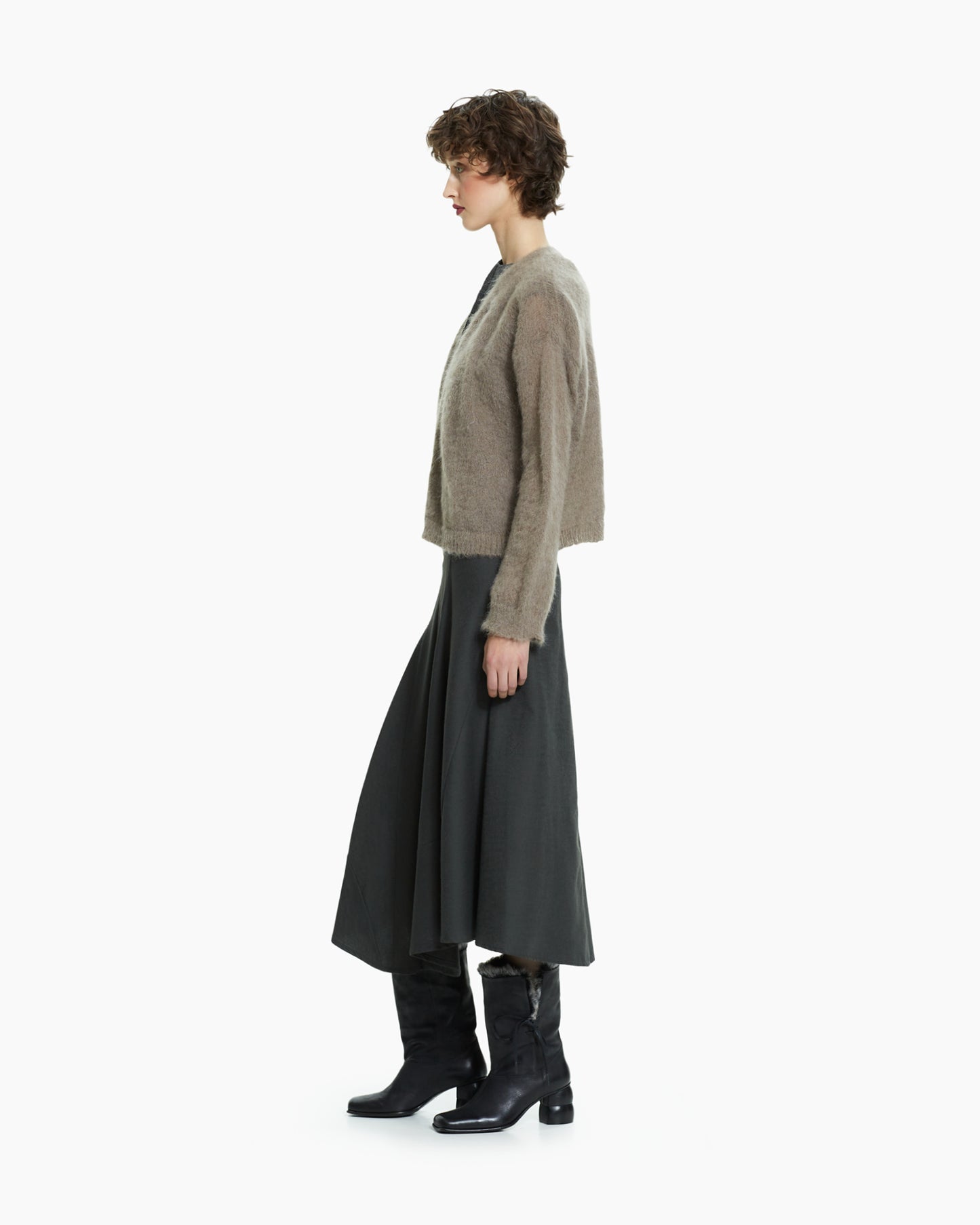_MALLONI Cardigan in lana soffice TORTORA