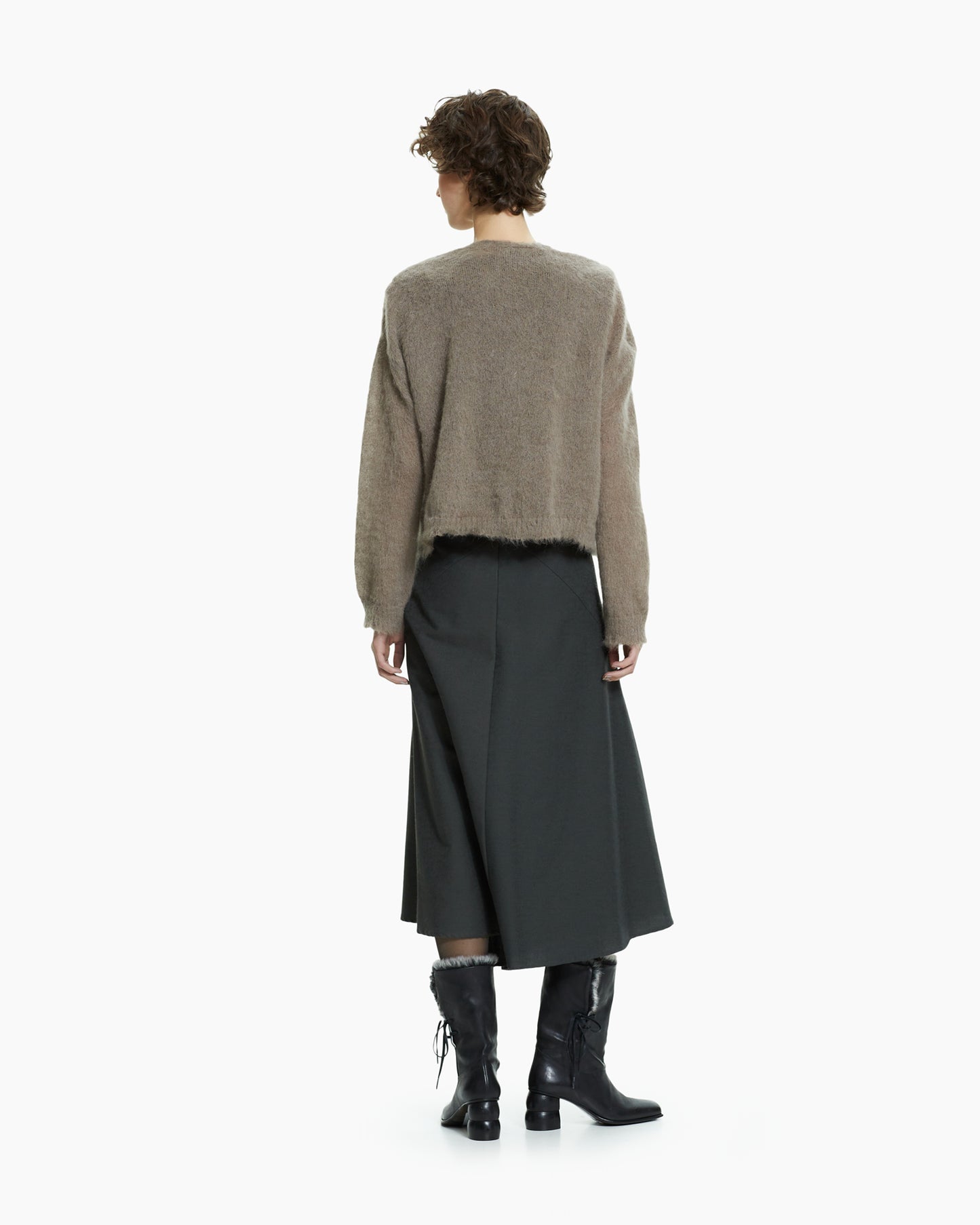_MALLONI Cardigan in lana soffice TORTORA