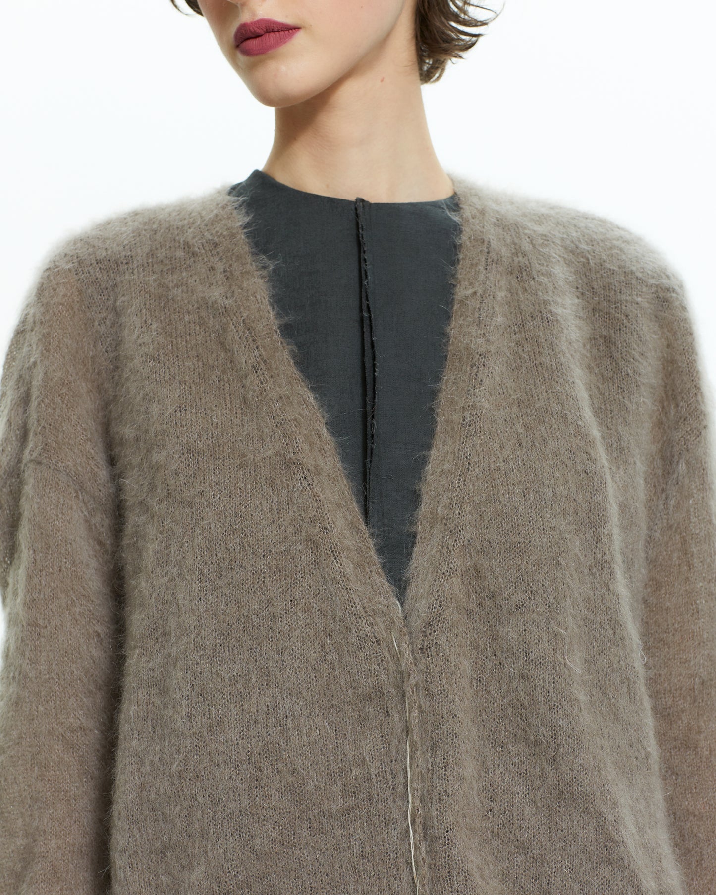 _MALLONI Cardigan in lana soffice TORTORA